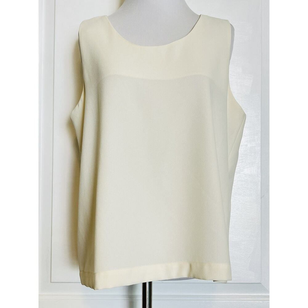 LA Boutique Designer Sleeveless Ivory Cream Blouse Top Classic Silk NWT Size 12
